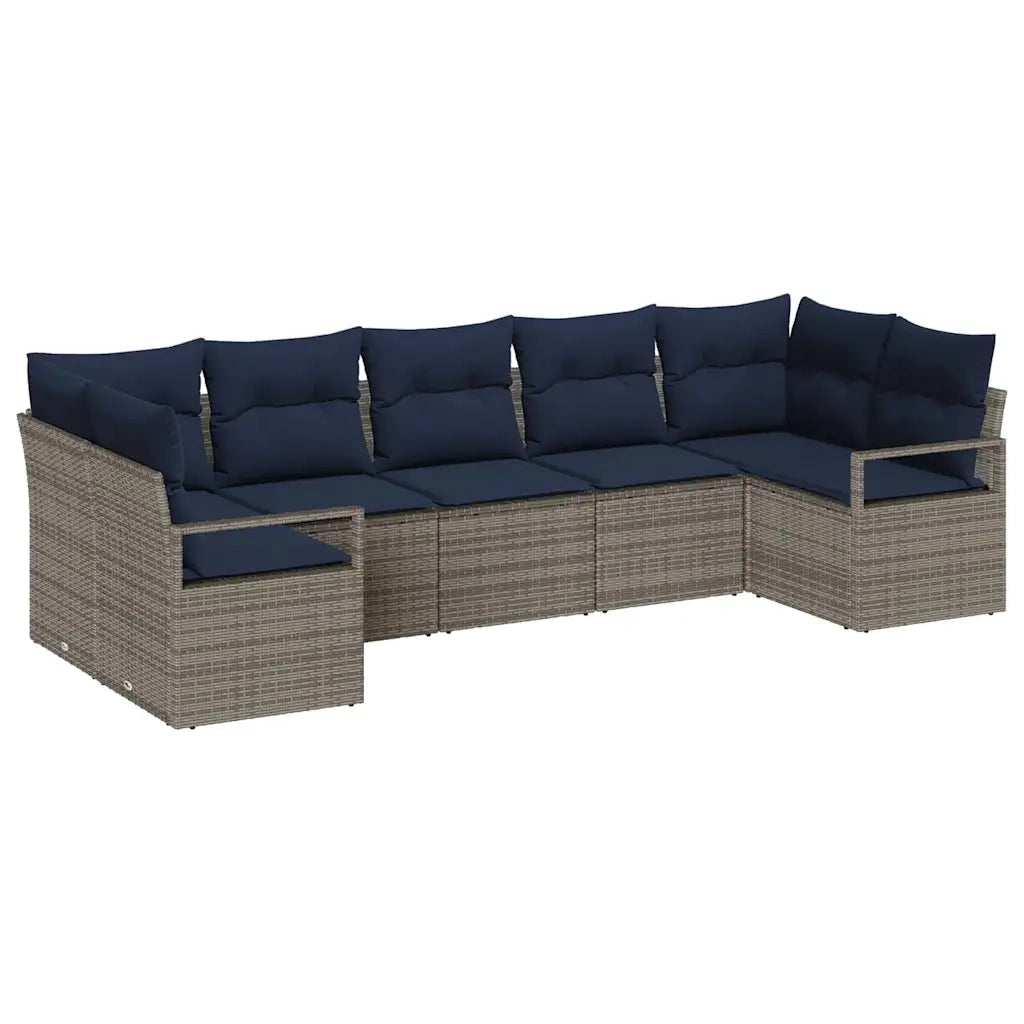 Set di divani con cuscino 7 pcs Grigio polyrattan 3346535