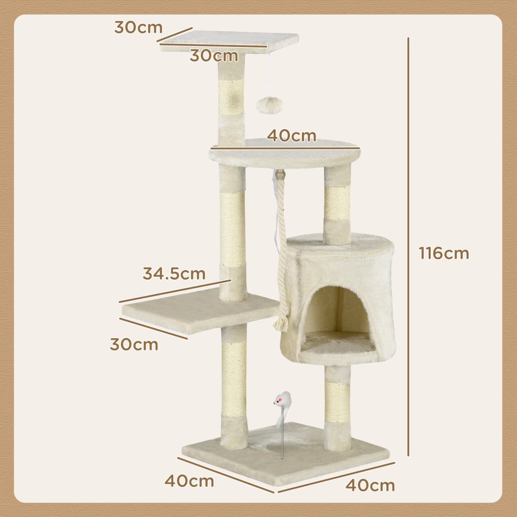 Tiragraffi per Gatti con Cassetta ¨C zephmum ¨C Beige 40x40x116 cm