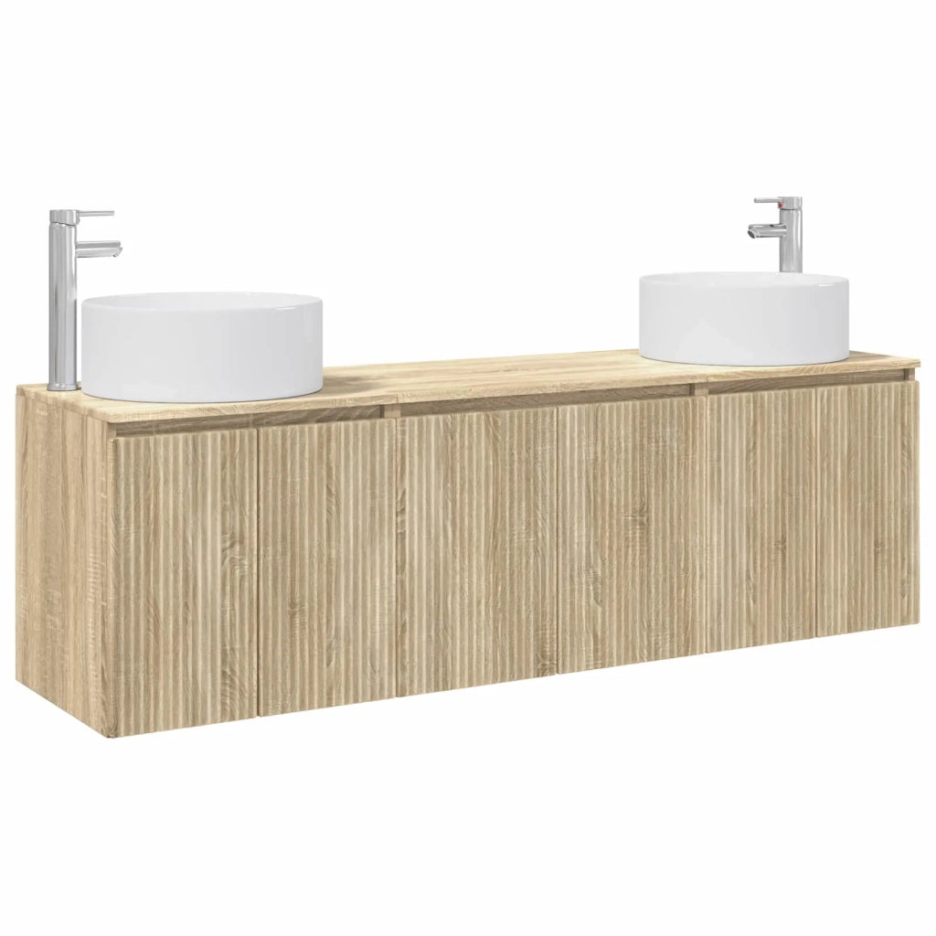 Set di Armadi da Bagno 3 pz Rovere Sonoma 49,5 x 44,5 x 65,5 cm 3405729