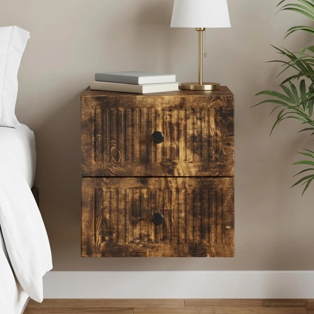 Mobiletto da notte a muro Rovere Fumo 33 x 34,5 x 40 cm 897965