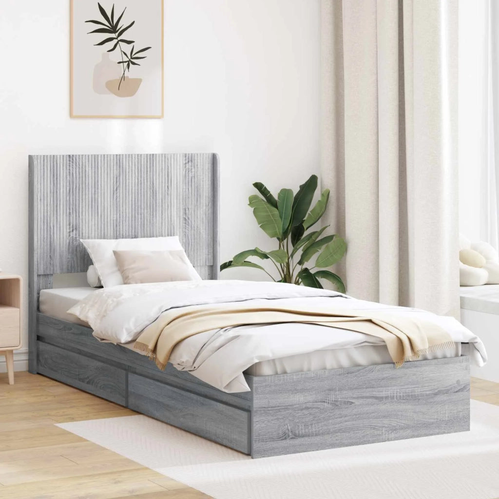 Struttura del letto con stoccaggio e testata Grigio Sonoma 3414054