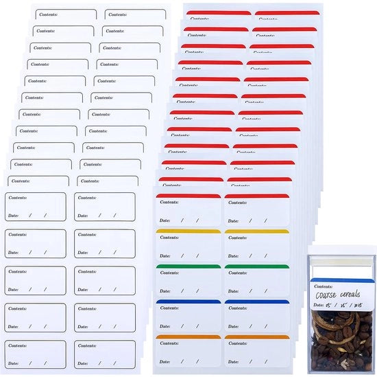 Etichette per congelatore 240 pezzi - Etichette rimovibili - Etichette autoadesive/ impermeabili all'acqua - Resistenti all'olio - Design colorato - Nessun residuo lasciato - Etichette per congelatore