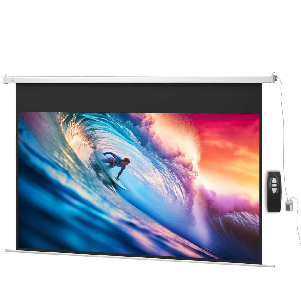 Telo da proiezione elettrico 120 pollici HD 4K 16:9 ¨C Minimal ¨C 293x193x cm bianco
