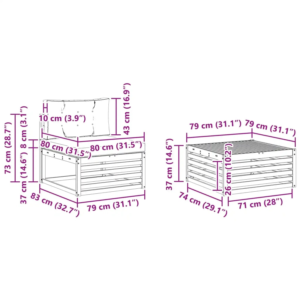 Set di divani da esterno 6 pcs Bianco e Antracite 3390037