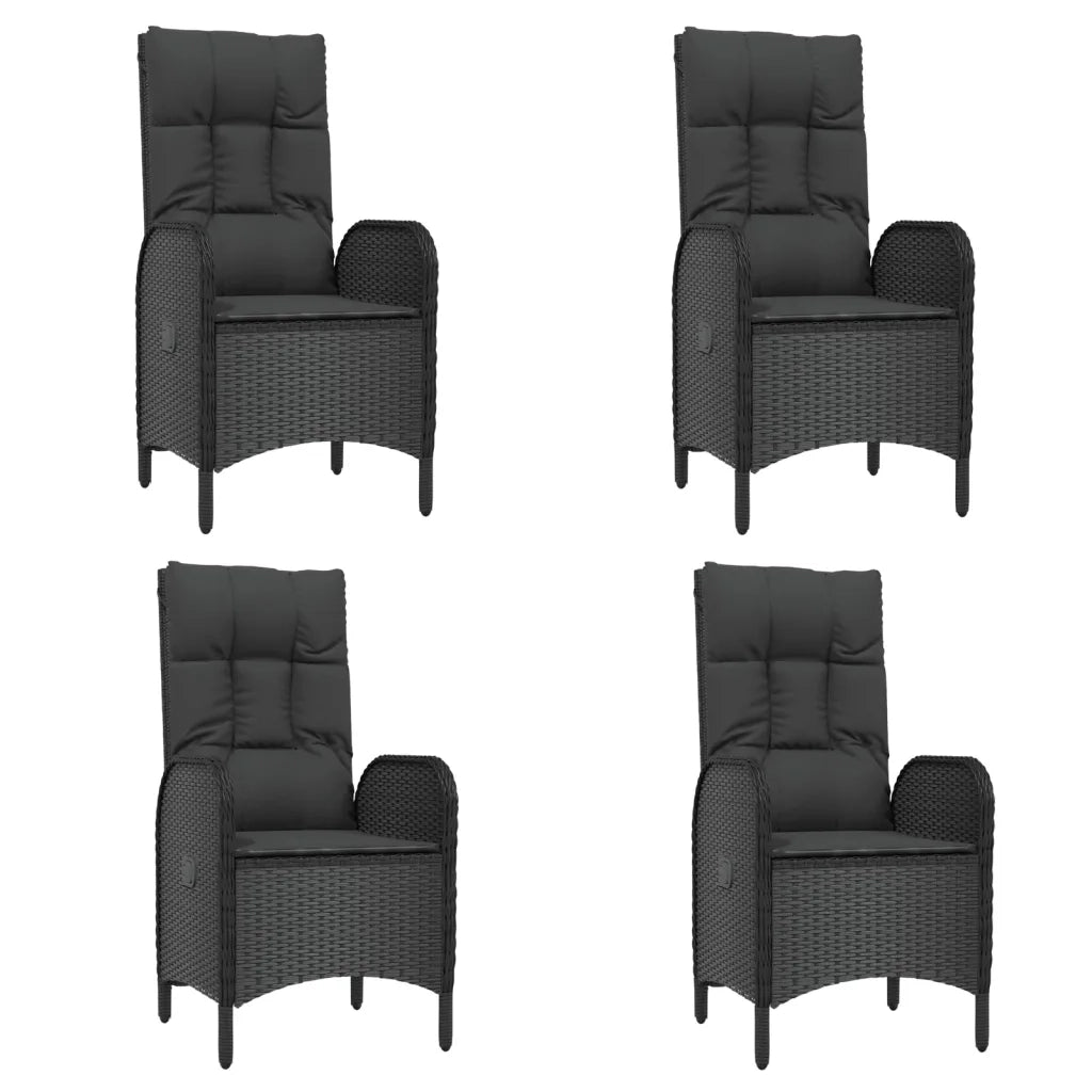 Set da Pranzo da Giardino 7 pz Nero con Cuscini in Polyrattan 3185066