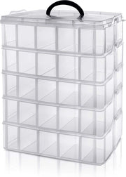 Cassa di Stoccaggio Transparente in Plastica Raffreddabile - Compartimenti Adattabili - Massimo 50 Compartimenti - Contenitore per il Deposito di Giochi, Accessori e Bijoux