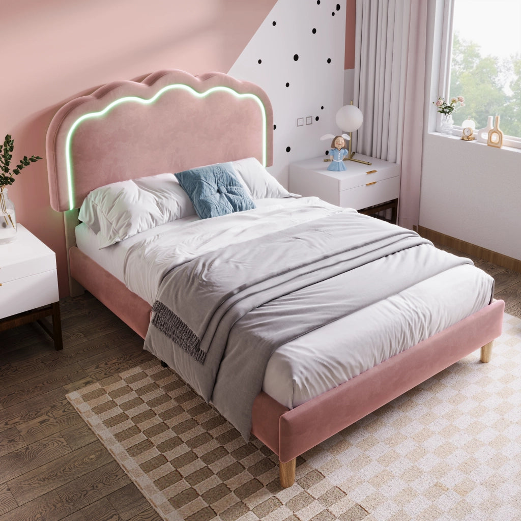 letto imbottito velluto rosa 90 x 200 cm