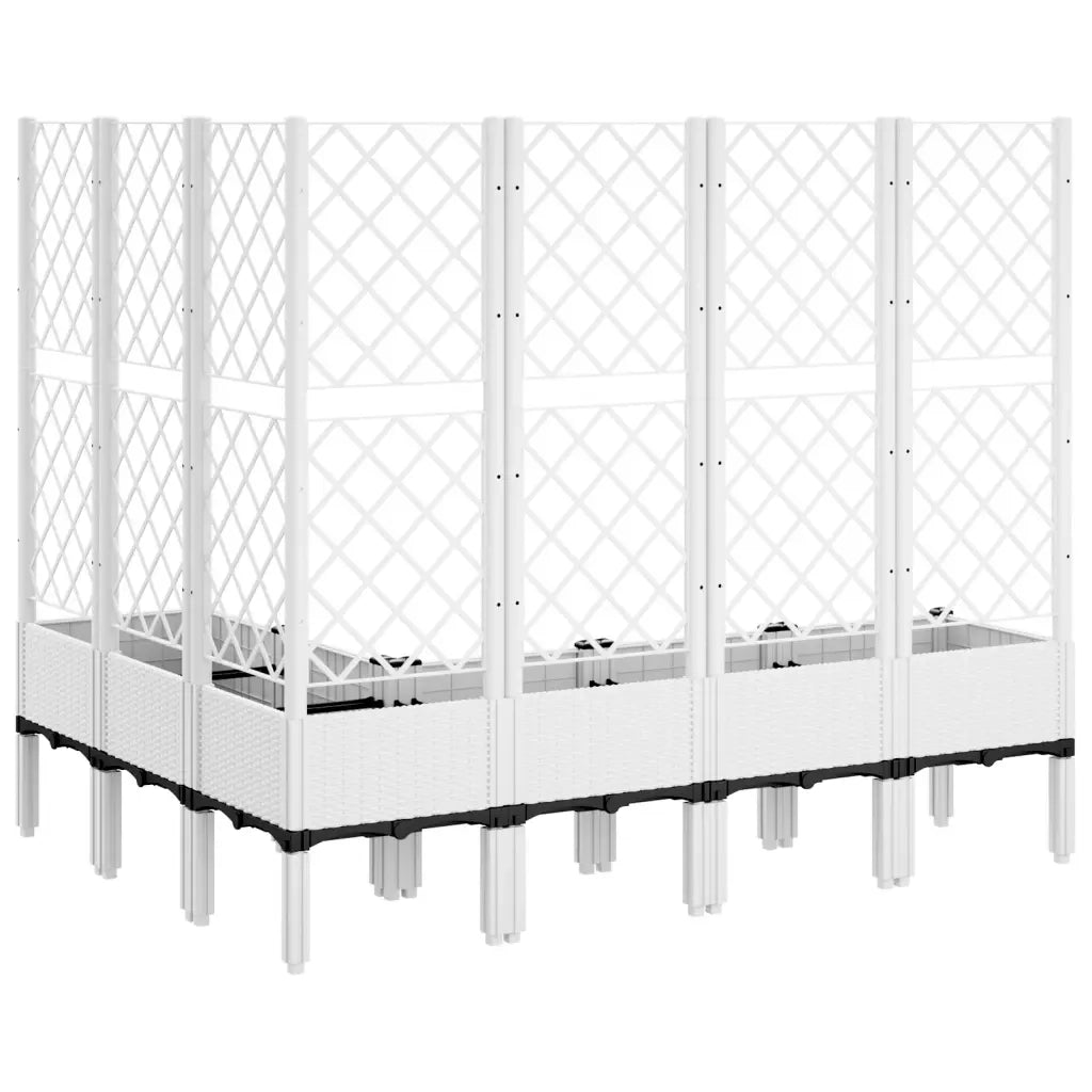 Fioriera da Giardino con Graticcio-Vaso da Esterno-Fioriera con Griglia Bianco 160x120x142 cm in PP