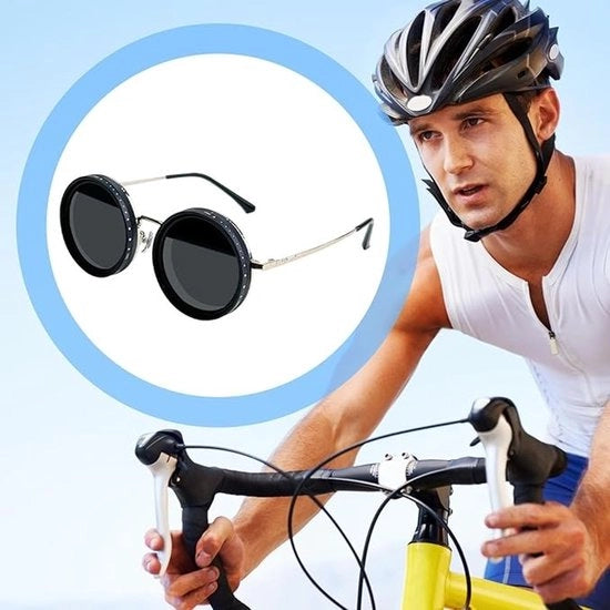 Ombrellone per occhiali da sole, lenti colorate, vetri fotochromici, leggero e stile, ND-tint regolabile su 9 livelli, nero / 1 pezzo – ideale per escursioni al mare e altro