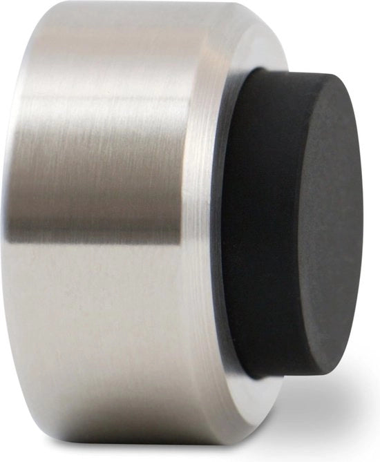 Blocco Porta Protezione a Parete in Acciaio Inox con Dampened in Gomma - Ø3,2cm Altezza:2cm - Montaggio Facile