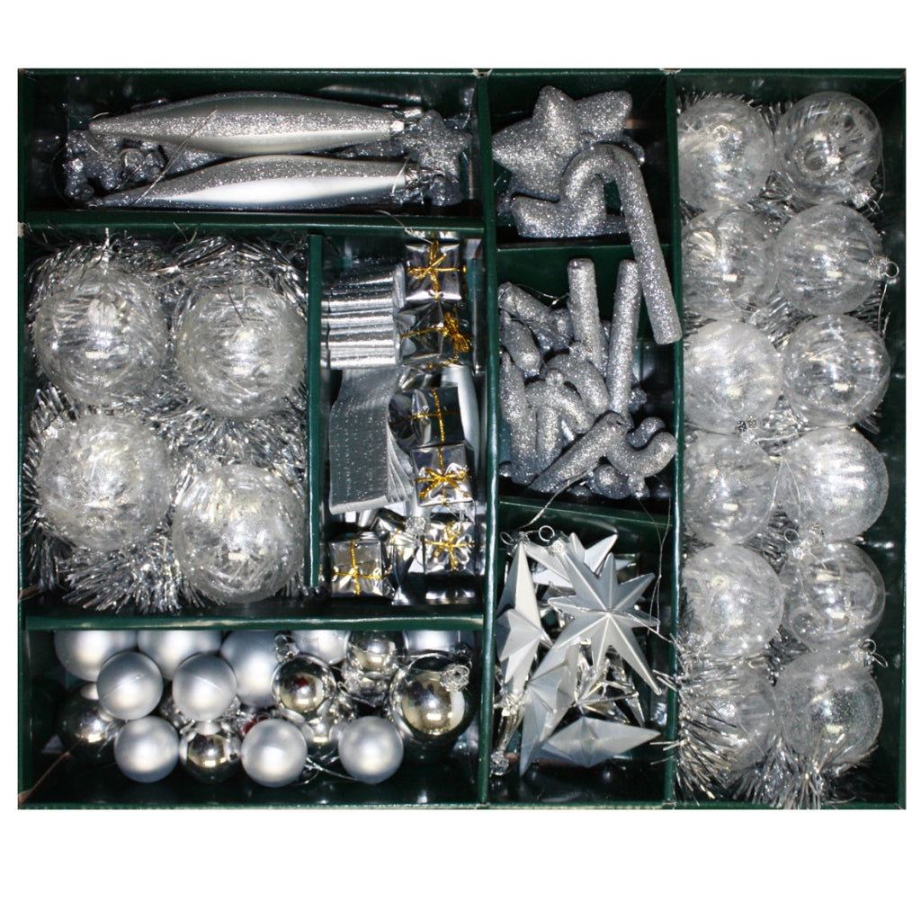 Set 100Pz Decoraz.Natalizie Col.Argento
