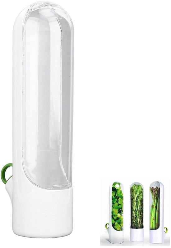 Contenitore per erbe con vetrata trasparente - Bicchierino per erbe - Estensione della vita alimentare - Antiverdure - Adatto per menta/petali di prezzemolo - Altezza 25cm - Contenitore per erbe