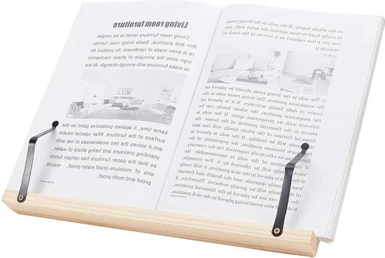 Supporto per Libri in Legno Grande Pieghevole - Supporto per Libri con 8 Altezze Regolabili - Supporto per Lettura per Manuali Ricette - 34 x 24 cm