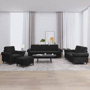 Set di Divani 4 pz con Cuscini Nero in Velluto