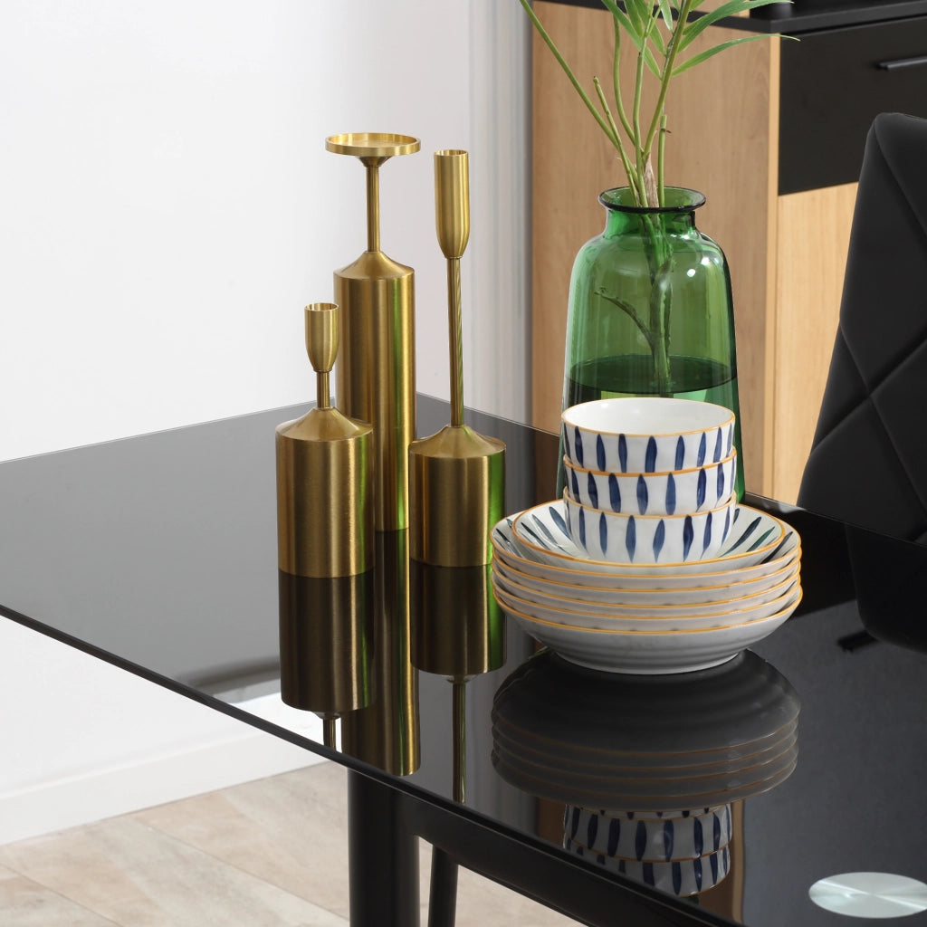 Tavolo da Pranzo con 4 Sedie Imbottite ¨C zephmum ¨C Piano Vetro Nero