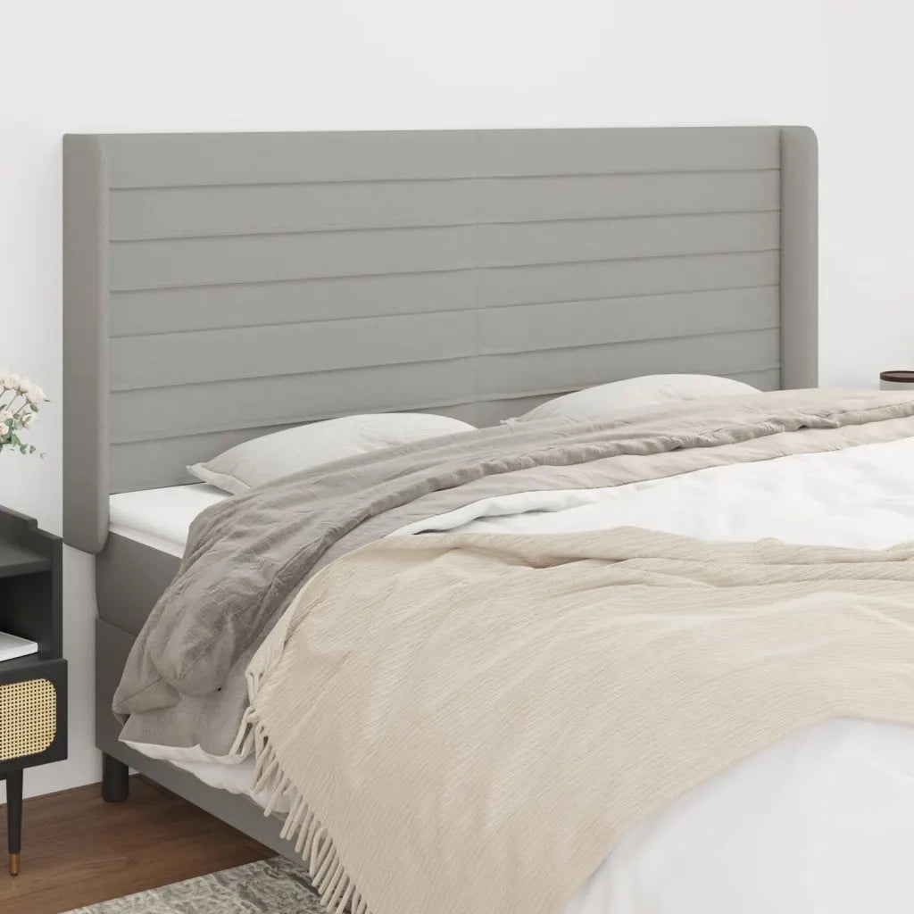 Testiera | Testata ad Orecchio Grigio Chiaro 163x16x118/128 cm in Tessuto