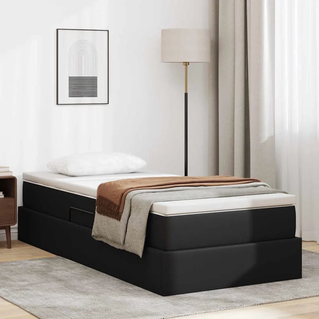 Letto con contenitore e materasso Nero 90 x 200 cm