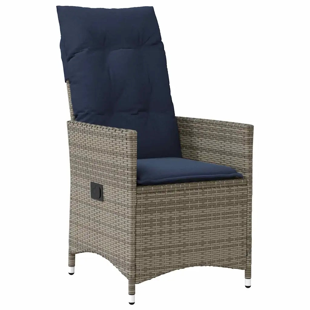 Set di tavolo e sedie con cuscino 7 pcs Grigio Rattan in PE