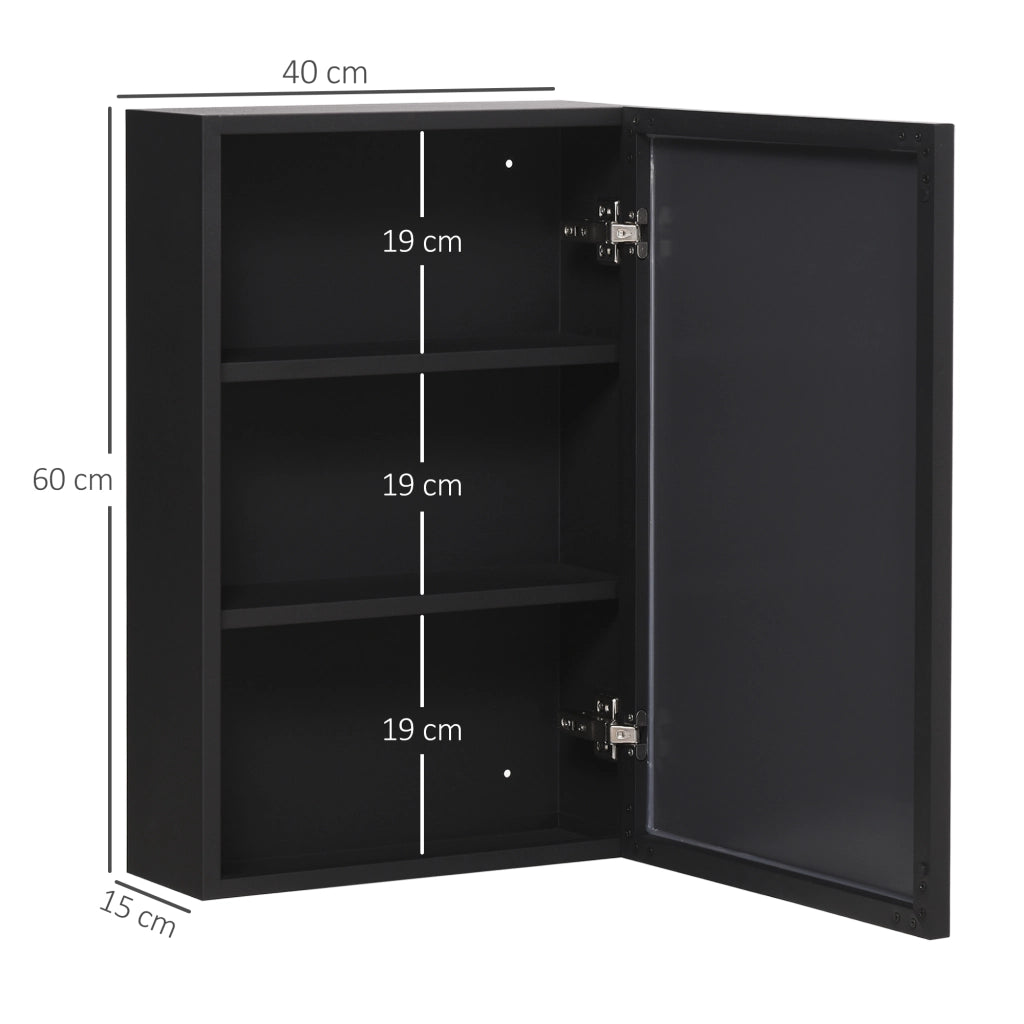 Armadio con specchio ¨C zephmum ¨C nero, 40x15x60 cm