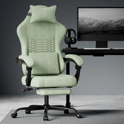 Sedia Gaming Ergonomica ¨C MINIMAL ¨C Tessuto, Verde, con Poggiatesta e Poggiapiedi