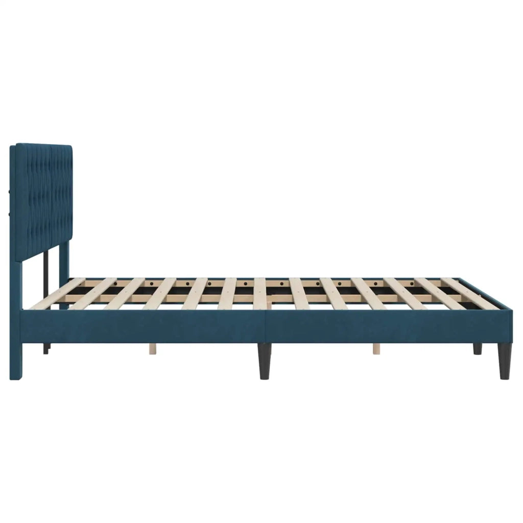 Struttura del letto con testiera-Giroletto Blu 120 x 200 cm Velluto 384613