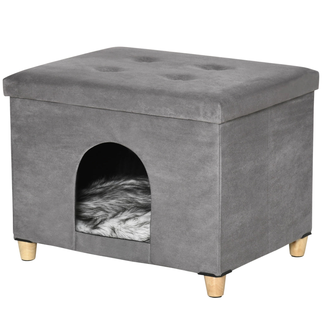 Tavolino da soggiorno con ripiano estraibile e cuscino lavabile ¨C Minimal ¨C Grigio 60x45x44,5 cm