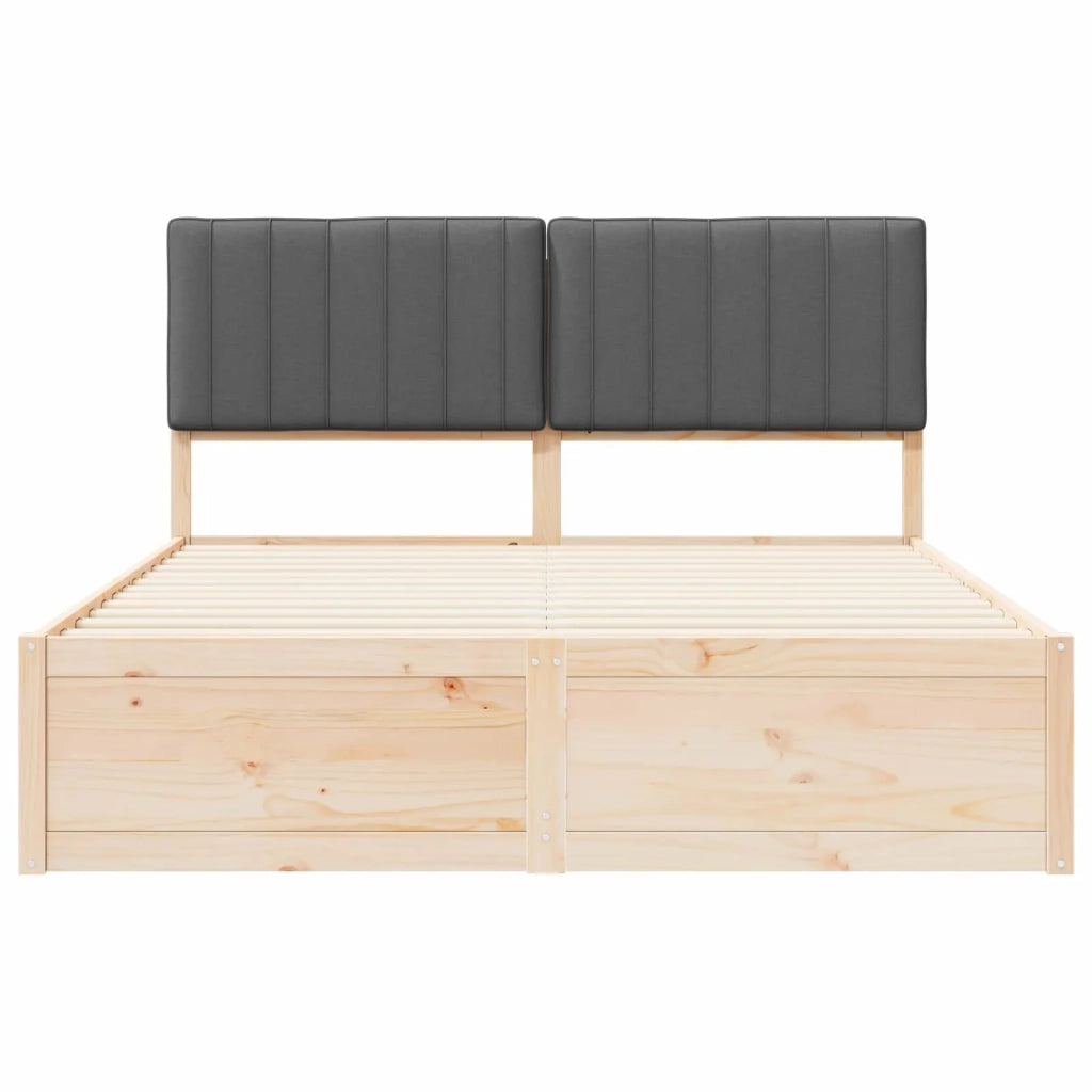 Letto con Testiera Rivestita-Struttura Letto con Testiera Grigio scuro 150 x 200 cm 939366