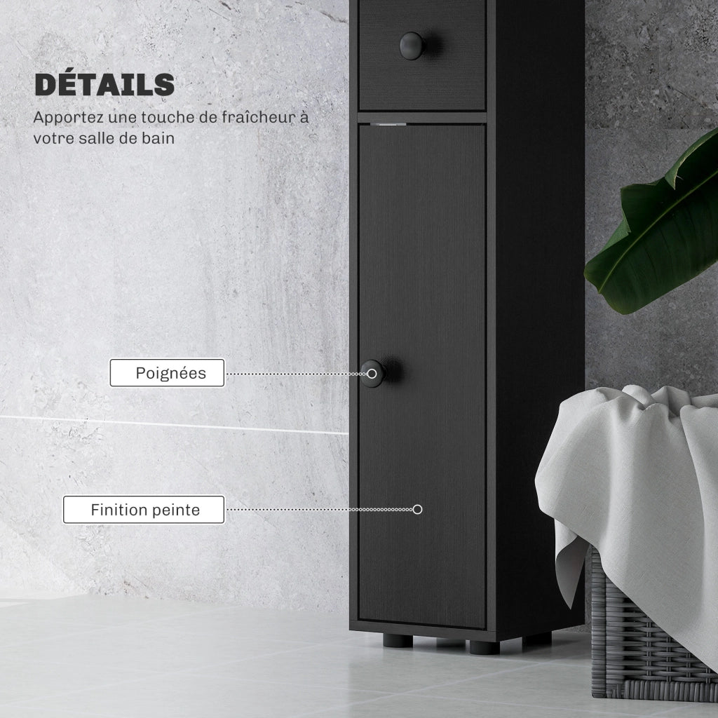 Colonna Armadietto Bagno con Ripiani Regolabili ¨C Minimal ¨C 20x20x180 cm Nero