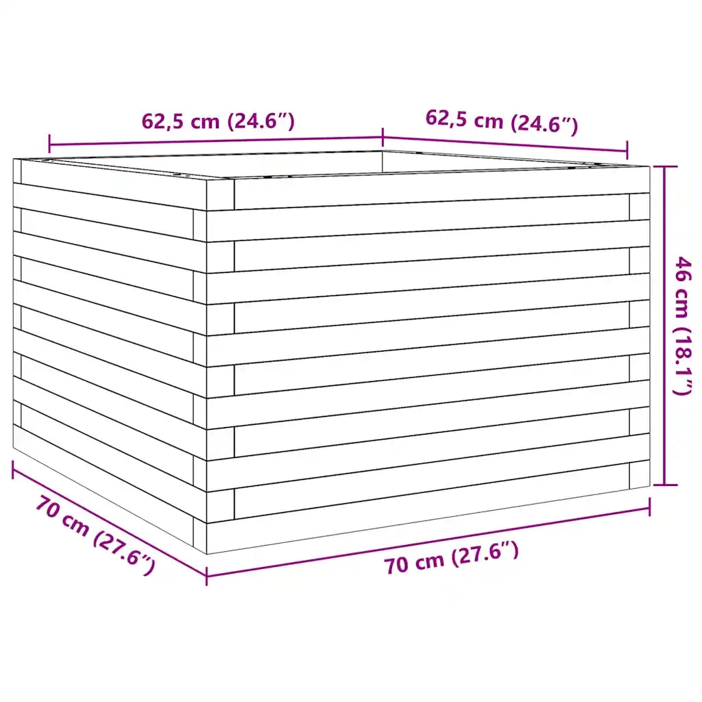 Fioriera da Giardino Bianca 70x70x46 cm Legno Massello di Pino 3282415