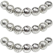 Raccoglitori 6mm 60 pezzi Pietre di lava argentate Semi-preziose con foro Pietre naturali Ronde per la creazione di gioielli, bracciali e collane.