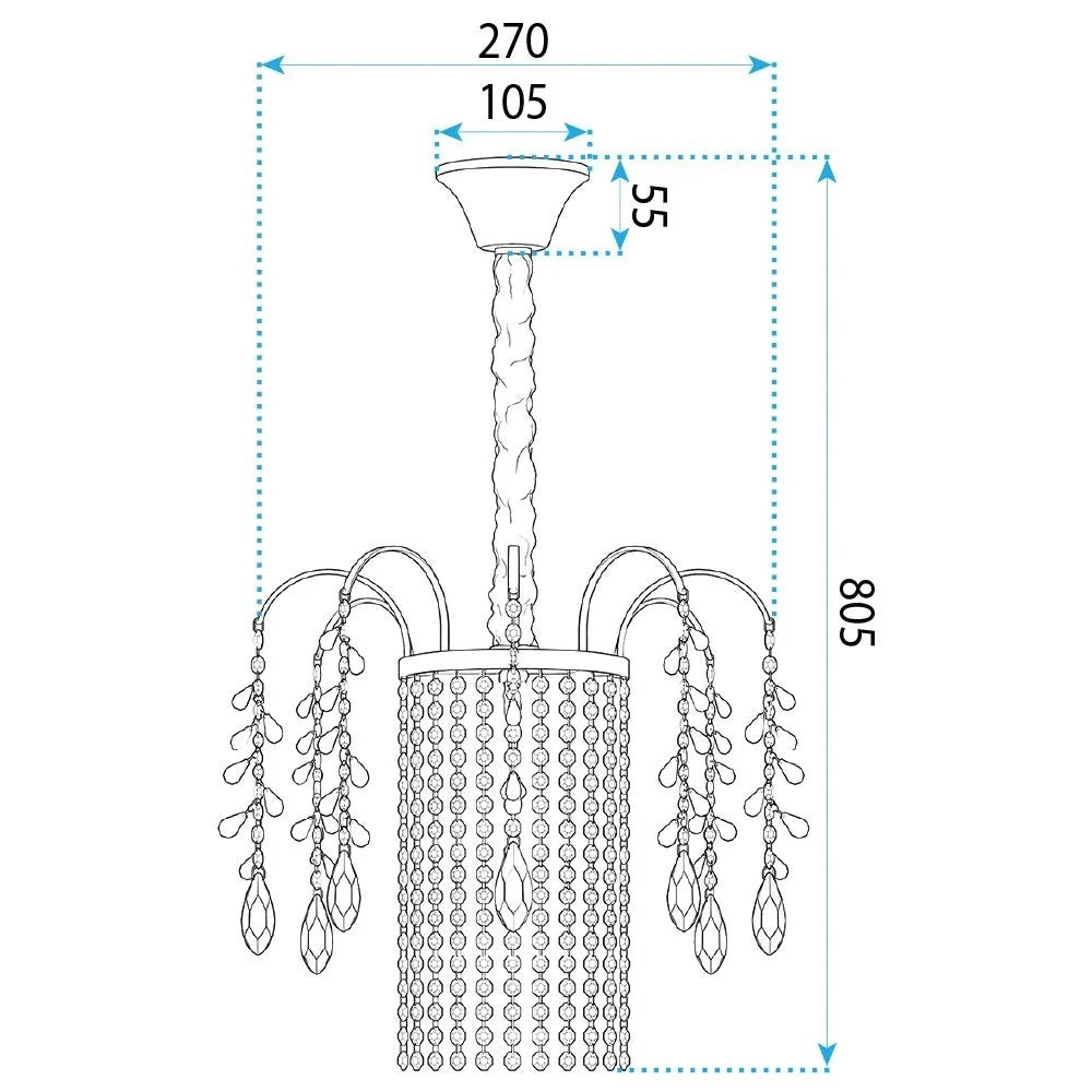 Lampada A Sospensione In Cristallo Swe089-cp 30cm Chrome