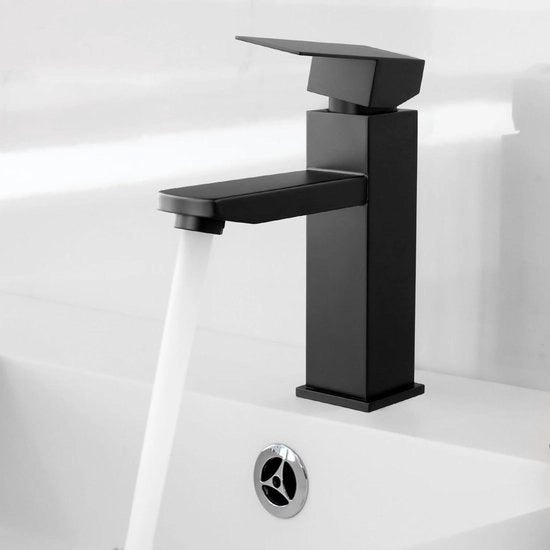 Fonteinkraan in Acciaio Inossidabile Nero Quadrata a 4 Vie - 2 Sfinter - Adatta per Giardino Cucina e Bagno