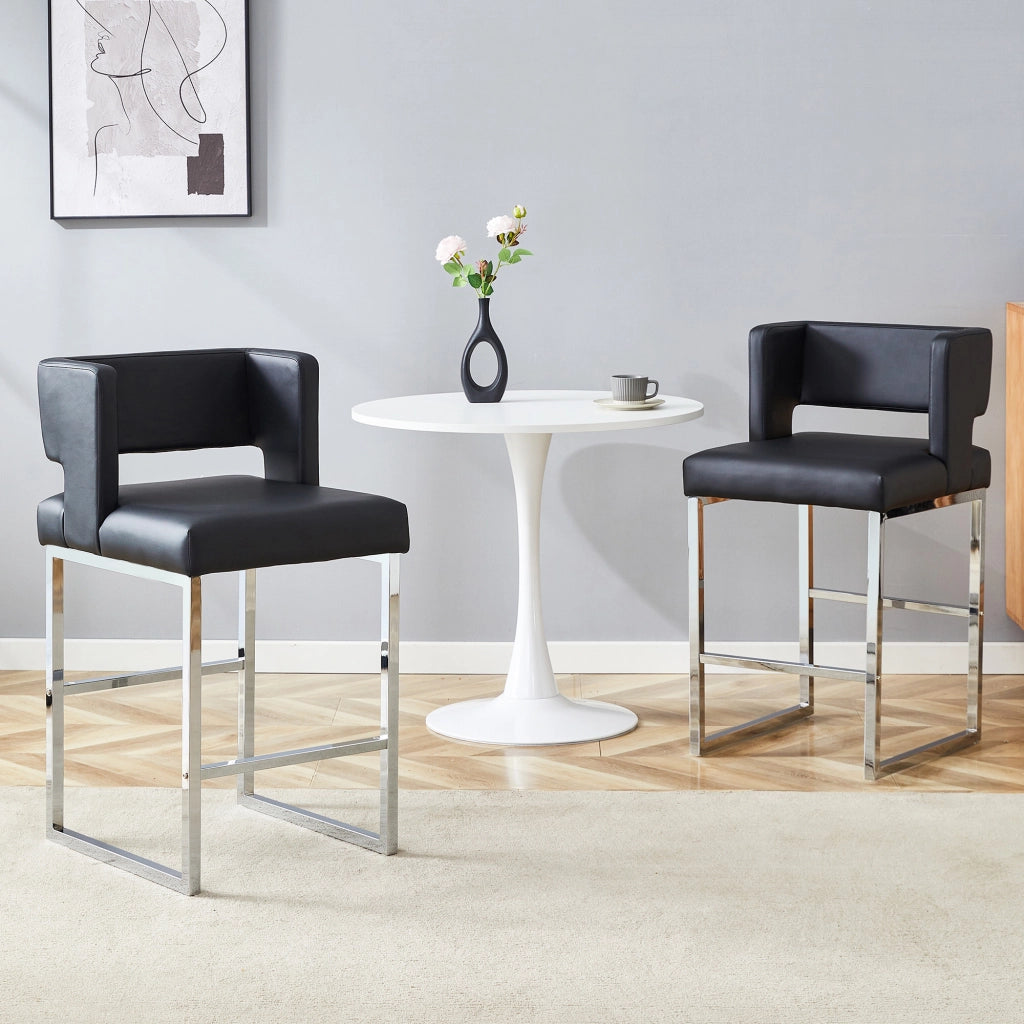 Set 2 Sgabelli da Bar ¨C Xylo ¨C Design Nordico, Gambe in Metallo Argento, Nero