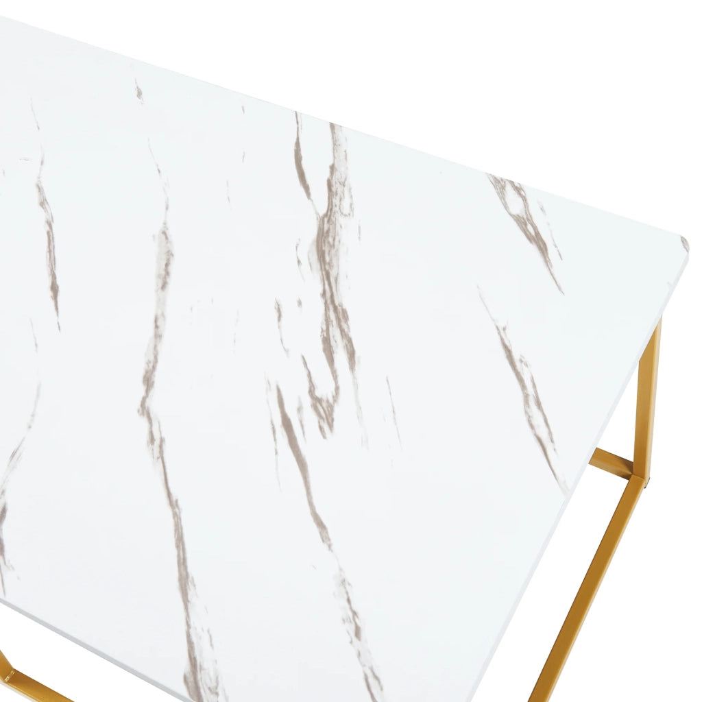 Tavolino/consolle 120 x 60 x 42 cm effetto marmo bianco e oro 03_0010836