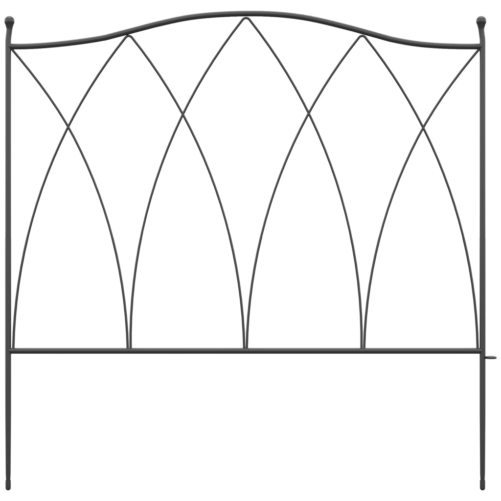 Recinzione Giardino ¨C Minimal ¨C 5 Pezzi 305x62 cm Nero Metallo