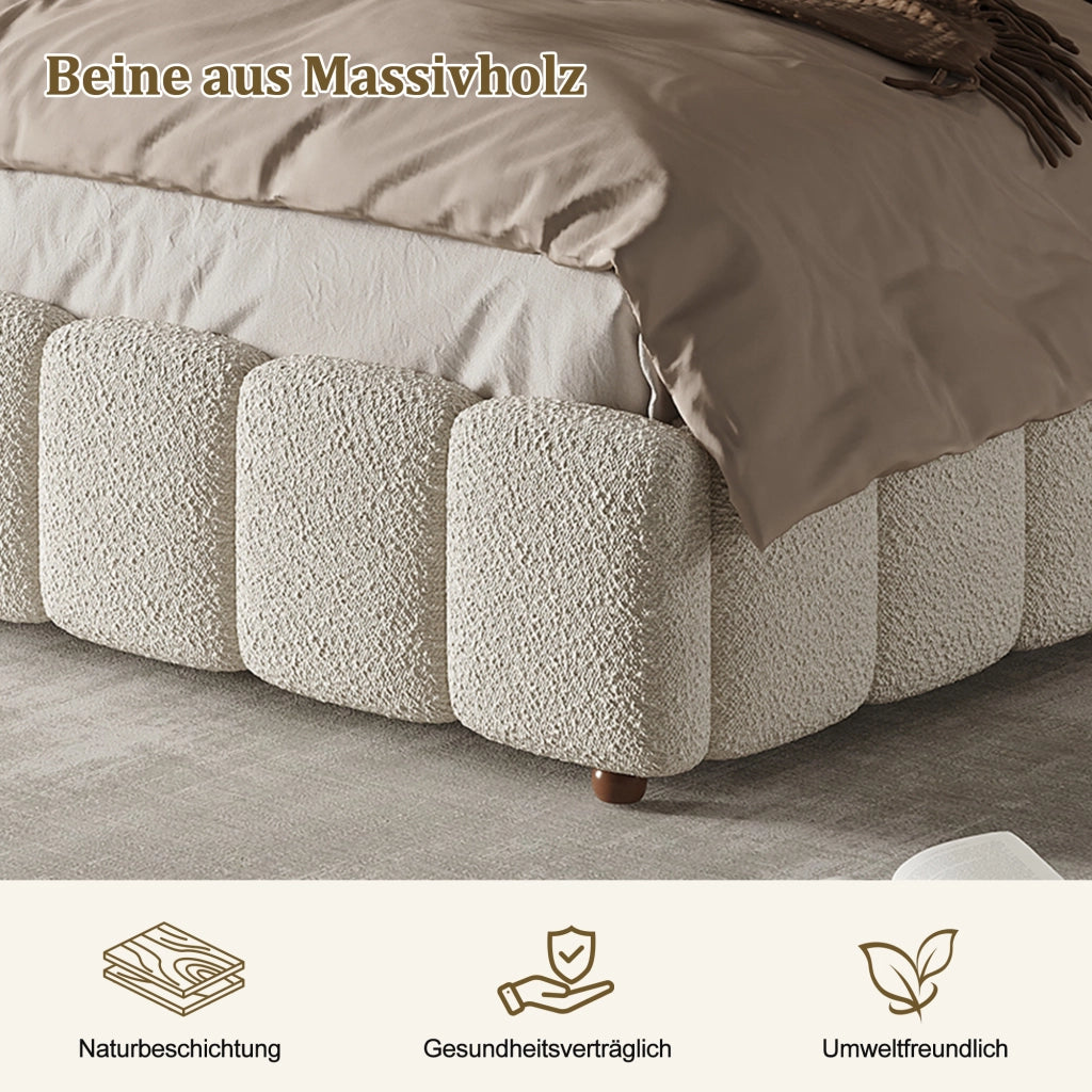 letto imbottito bouclé bianco 180 x 200 cm