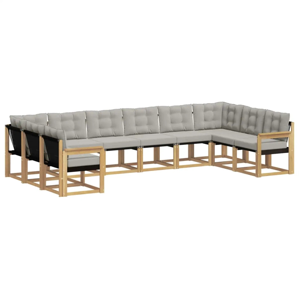 Set di divani da esterno 10 pz Bianco e Grigio Chiaro 3389901