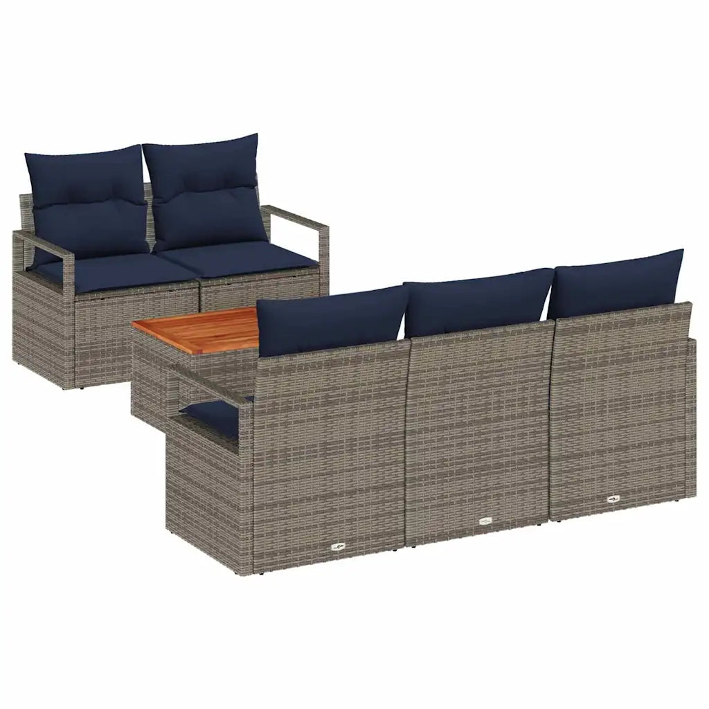 Set Divano da Giardino con cuscino 6 pcs Grigio polyrattan 3347647