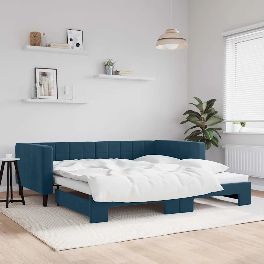 Divano letto | Sof¨¤ letto | Letto singolo Estraibile Blu 100x200 cm in Velluto