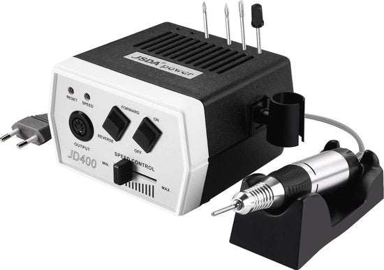 Nagelfrees elettrico professionale, 30.000 giri/min, set con lame, manicure, pedicure, geli, inclusi 4 accessori, acrilici, 4 bit, rimuove eccessi cuticoli, uso privato e studio