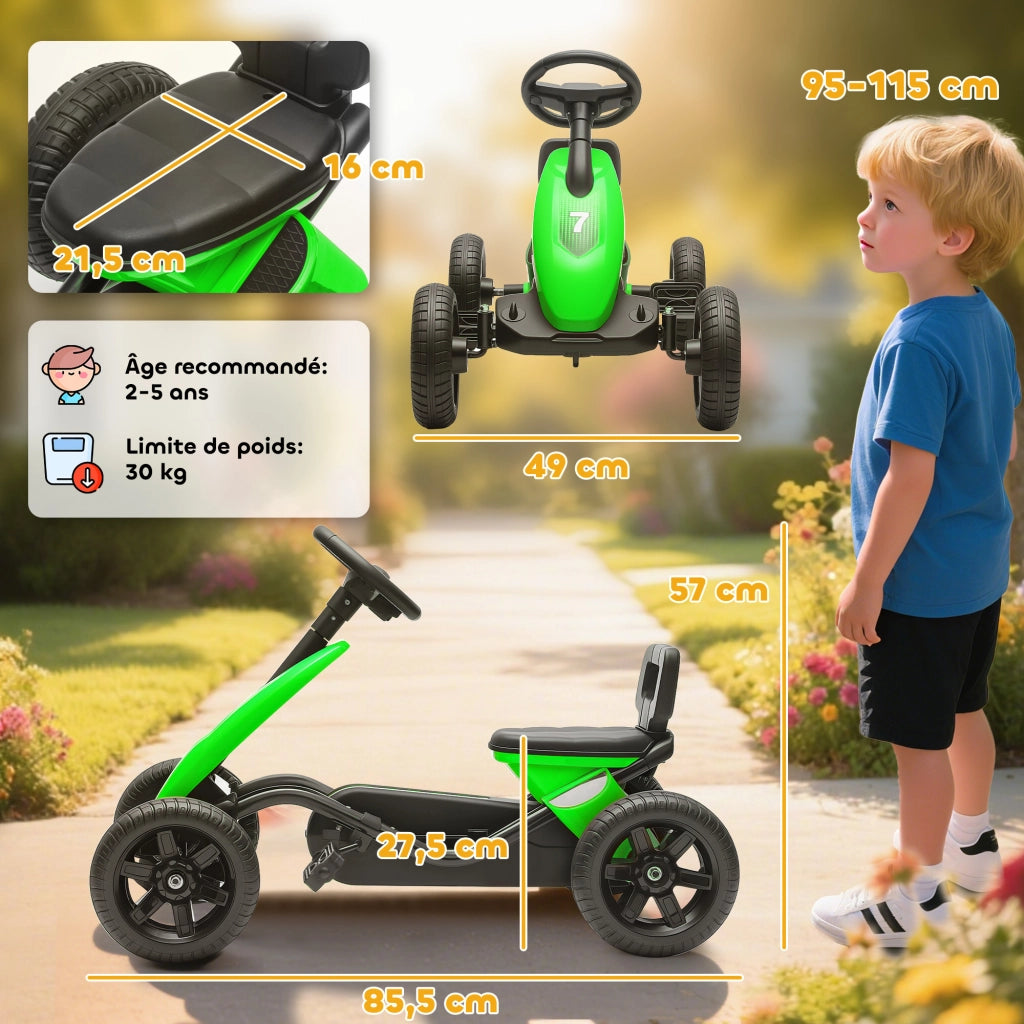 Go-kart a pedali per bambini 2-5 anni ¨C Xylo ¨C Ruote EVA silenziose verde