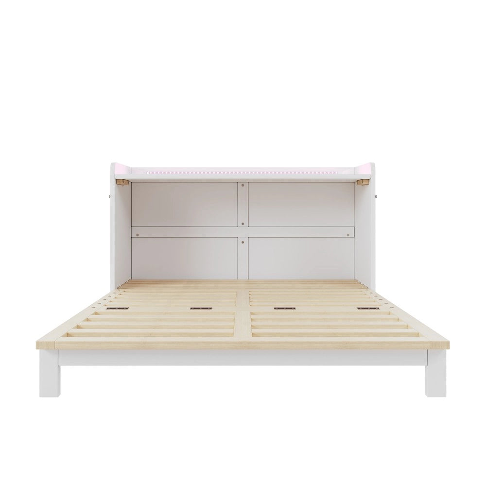 Letto a Scomparsa con Cassetti, LED e Presa USB ¨C Xylo ¨C Bianco Lucido 140x200