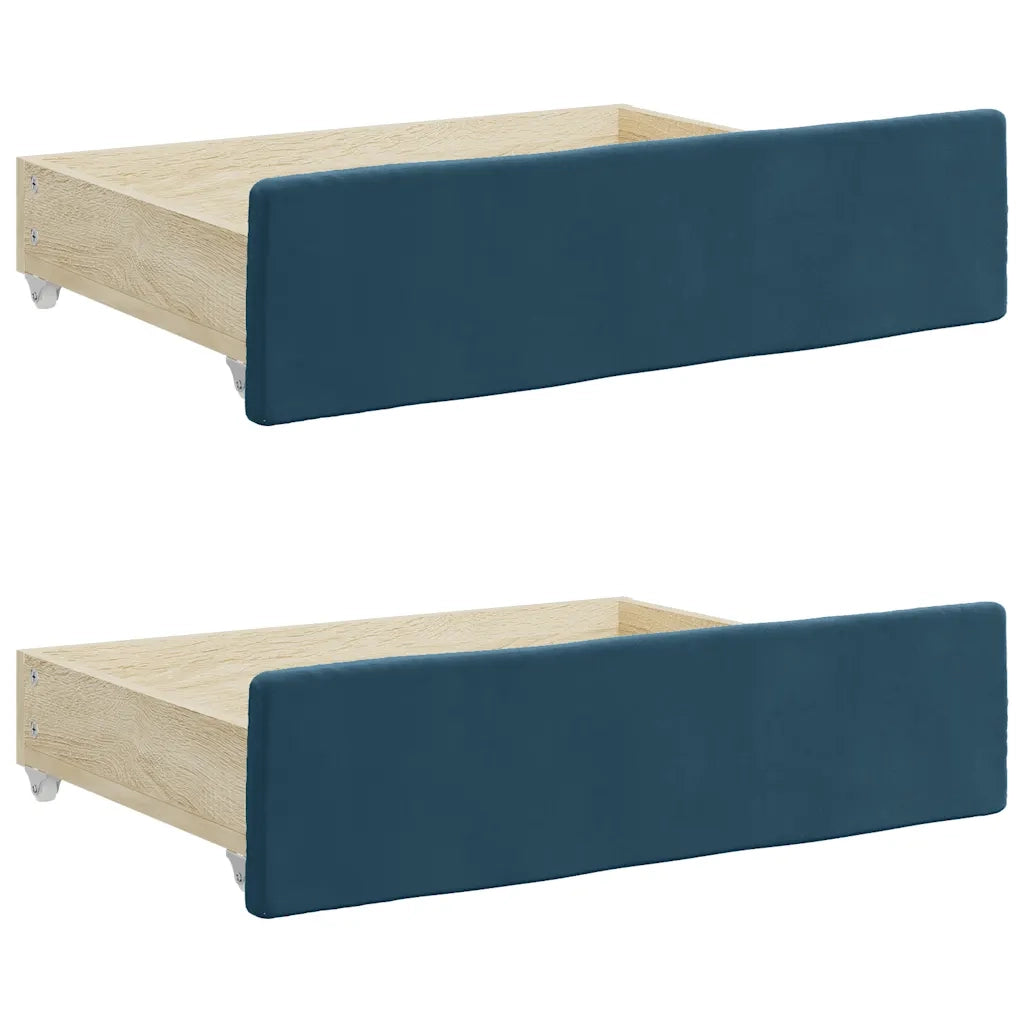 Divano Letto Estraibile con Cassetti Blu 100x200 cm in Velluto 3196745