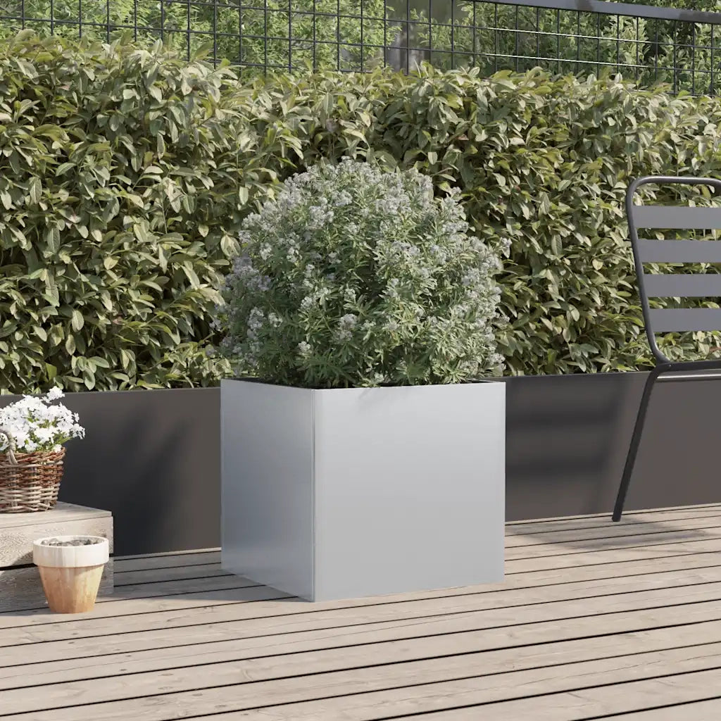 Fioriera-Vaso-Contenitore per Piante Argento 49x47x46 cm in Acciaio Zincato