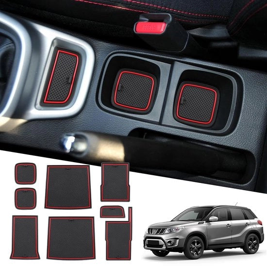 Matte antiscivolo per console centrale, 8 pezzi, rossa, per Vitara 2016-2023