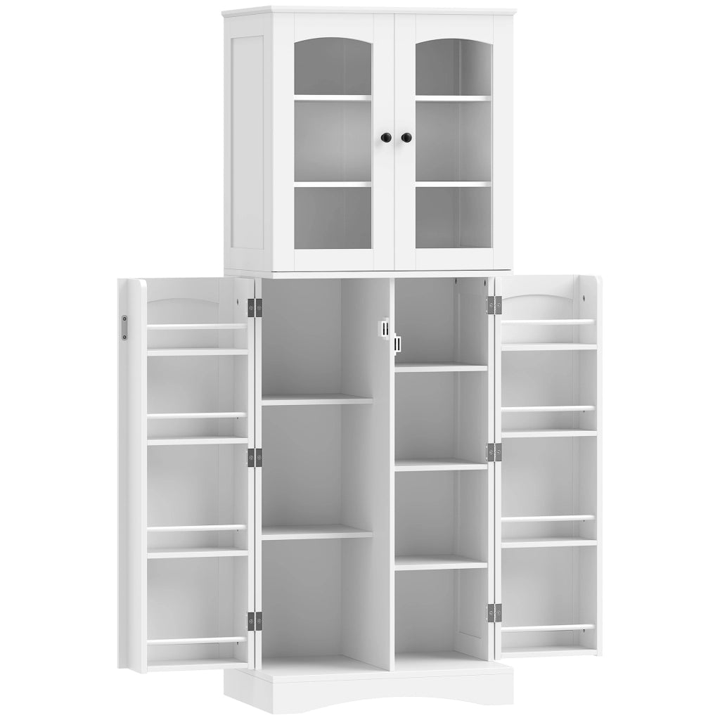 Mobile Dispensa Cucina con Ante, Armadietti e Cerniere a Chiusura Silenziosa, in Legno, 60x40x162 cm, Bianco