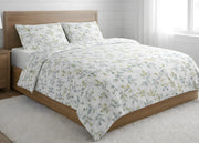 Sacco Copripiumino In 100% Cotone Made Italy Disegno Petalo - Singolo - Verde