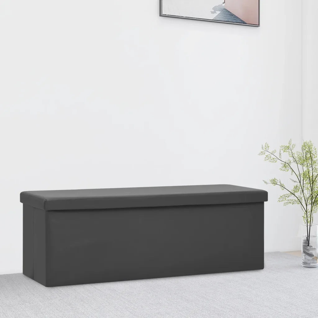Panca Portaoggetti-Sgabello-Panca con Contenitore Pieghevole Grigia in PVC