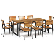 Set Pranzo da Giardino 9 pz Legno Massello di Acacia e Metallo 3155405