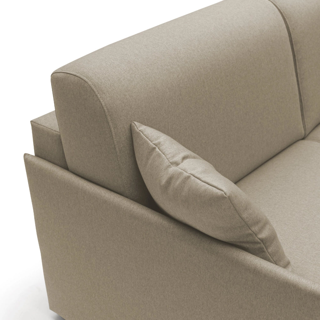 Evans Divano letto angolare con penisola in morbido tessuto impermeabile T13 252 cm Sinistro (mat. 140x197)  beige